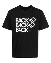 T-shirt à col rond imprimé noir Sacai