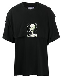 T-shirt à col rond imprimé noir Salute