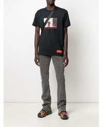 T-shirt à col rond imprimé noir Heron Preston