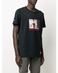 T-shirt à col rond imprimé noir Heron Preston