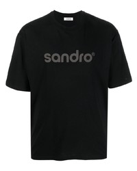 T-shirt à col rond imprimé noir Sandro