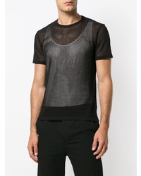 T-shirt à col rond imprimé noir Helmut Lang