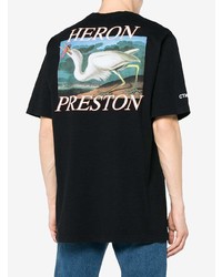 T-shirt à col rond imprimé noir Heron Preston