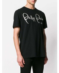 T-shirt à col rond imprimé noir Philipp Plein