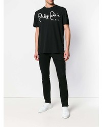 T-shirt à col rond imprimé noir Philipp Plein