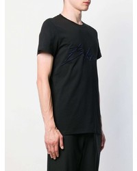 T-shirt à col rond imprimé noir Balmain