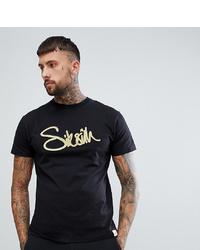 T-shirt à col rond imprimé noir Siksilk