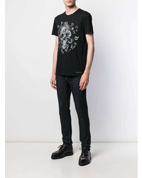 T-shirt à col rond imprimé noir Alexander McQueen