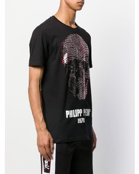 T-shirt à col rond imprimé noir Philipp Plein