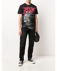 T-shirt à col rond imprimé noir Philipp Plein