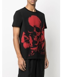 T-shirt à col rond imprimé noir Alexander McQueen