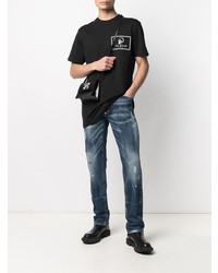 T-shirt à col rond imprimé noir Philipp Plein