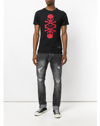 T-shirt à col rond imprimé noir Philipp Plein