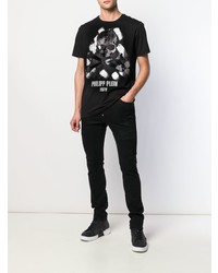 T-shirt à col rond imprimé noir Philipp Plein