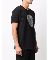 T-shirt à col rond imprimé noir Alexander McQueen