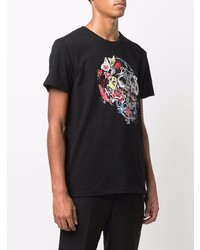 T-shirt à col rond imprimé noir Alexander McQueen