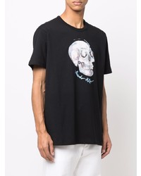 T-shirt à col rond imprimé noir Alexander McQueen