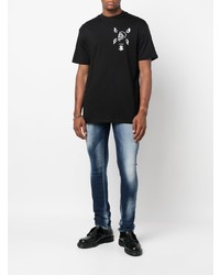 T-shirt à col rond imprimé noir Philipp Plein