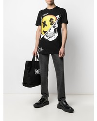 T-shirt à col rond imprimé noir Philipp Plein