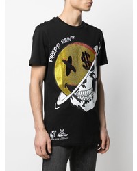 T-shirt à col rond imprimé noir Philipp Plein