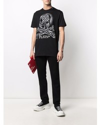 T-shirt à col rond imprimé noir Philipp Plein