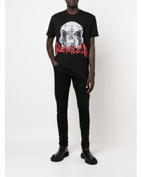 T-shirt à col rond imprimé noir Philipp Plein