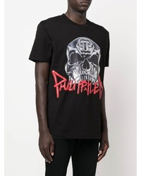 T-shirt à col rond imprimé noir Philipp Plein