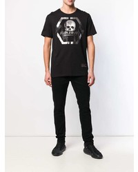 T-shirt à col rond imprimé noir Philipp Plein