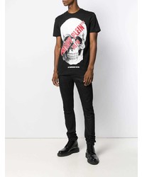 T-shirt à col rond imprimé noir Philipp Plein