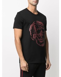 T-shirt à col rond imprimé noir Alexander McQueen