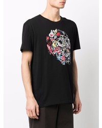 T-shirt à col rond imprimé noir Alexander McQueen