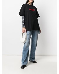 T-shirt à col rond imprimé noir Vetements