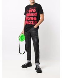 T-shirt à col rond imprimé noir DSQUARED2