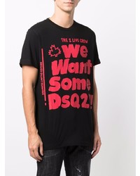 T-shirt à col rond imprimé noir DSQUARED2