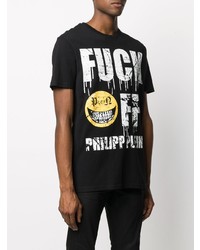 T-shirt à col rond imprimé noir Philipp Plein