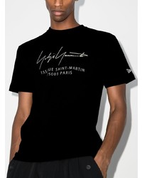 T-shirt à col rond imprimé noir Yohji Yamamoto