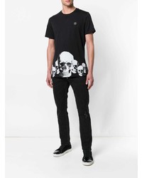 T-shirt à col rond imprimé noir Philipp Plein