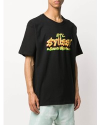 T-shirt à col rond imprimé noir Stussy