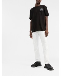 T-shirt à col rond imprimé noir Moncler