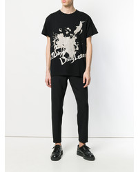 T-shirt à col rond imprimé noir Yohji Yamamoto