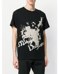 T-shirt à col rond imprimé noir Yohji Yamamoto