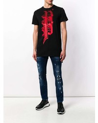 T-shirt à col rond imprimé noir Philipp Plein