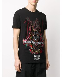 T-shirt à col rond imprimé noir Philipp Plein