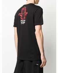 T-shirt à col rond imprimé noir Philipp Plein