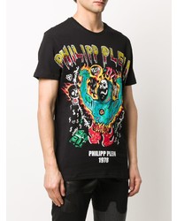 T-shirt à col rond imprimé noir Philipp Plein