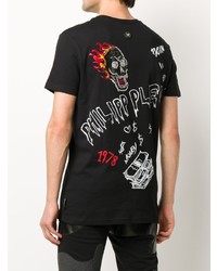 T-shirt à col rond imprimé noir Philipp Plein