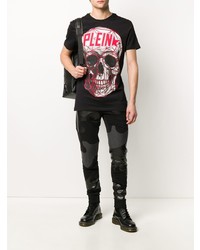 T-shirt à col rond imprimé noir Philipp Plein