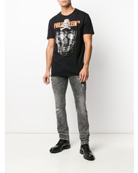 T-shirt à col rond imprimé noir Philipp Plein