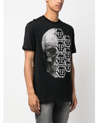 T-shirt à col rond imprimé noir Philipp Plein