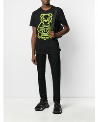 T-shirt à col rond imprimé noir Philipp Plein